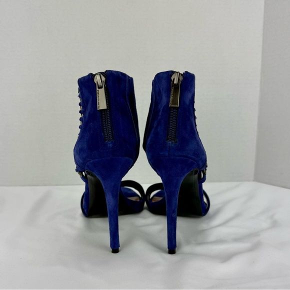 Vince Camuto Freya Open-Toe Heels Size 7 Blue Ankle Cuff Silver Chain Details - Picture 4 of 12